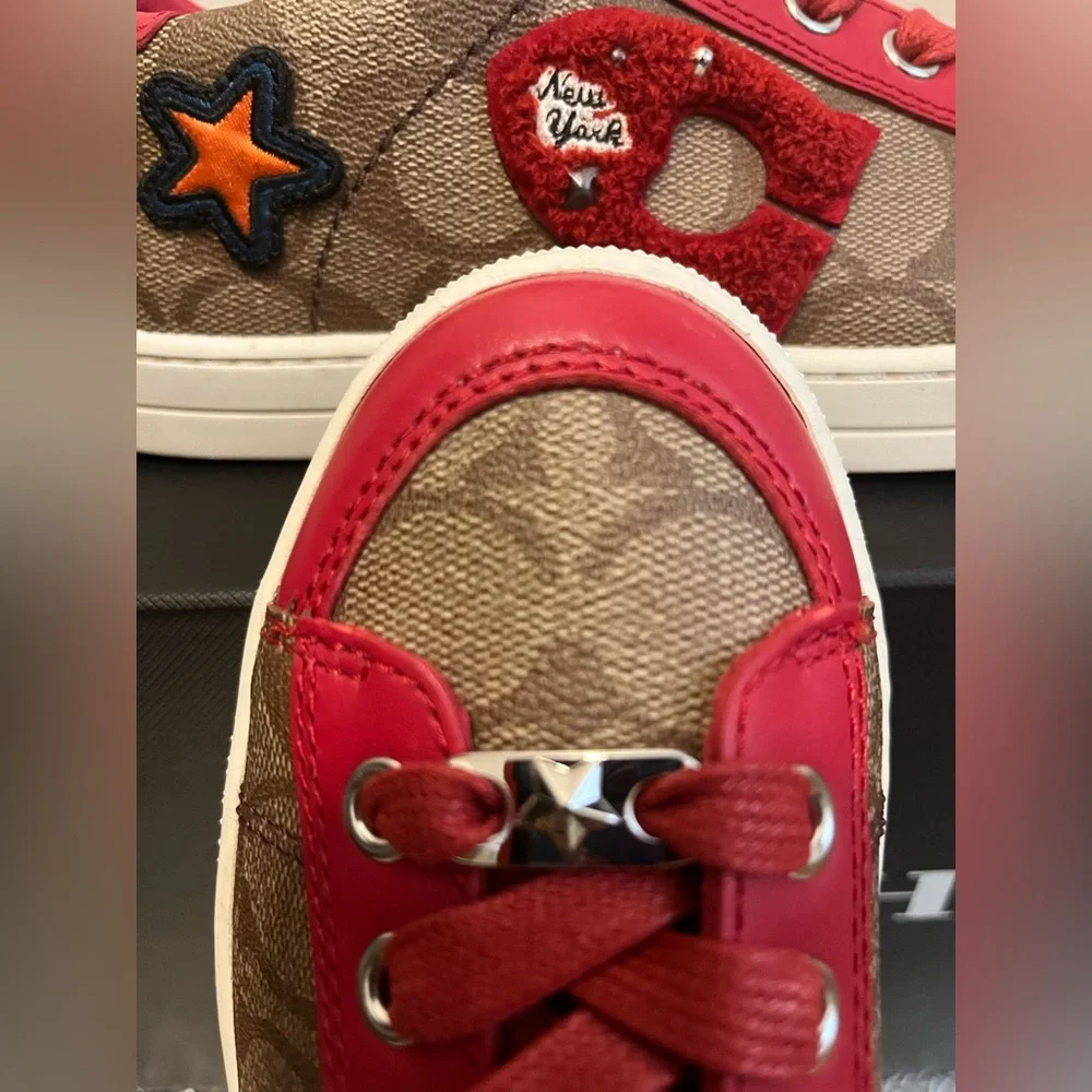 Coach Red and Brown Porter Sneakers - Picture 5 of 11